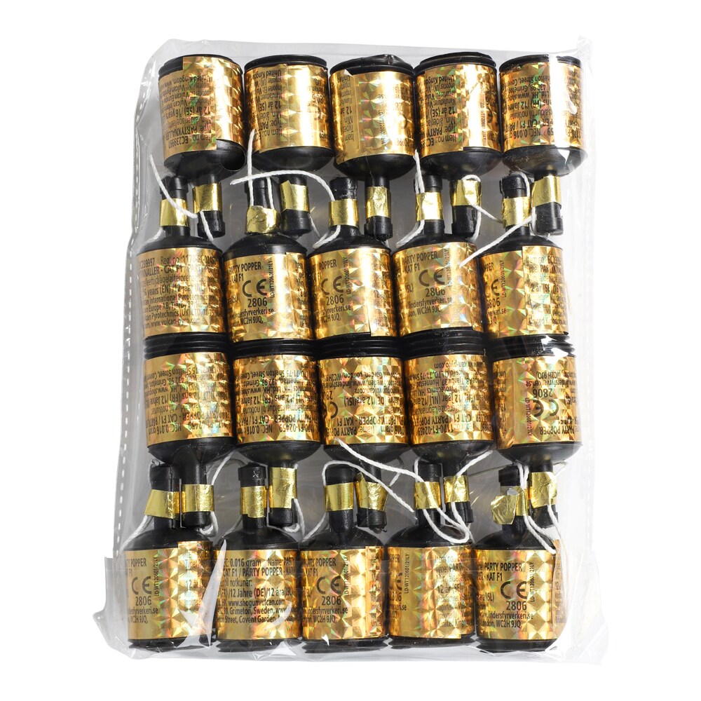 Party Poppers Gull 20 stk.