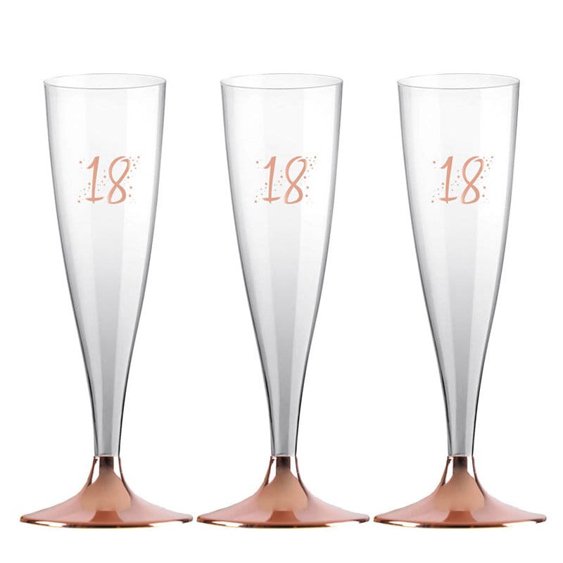 Champagneglass i Plast med Roségull 18 år 6 stk.