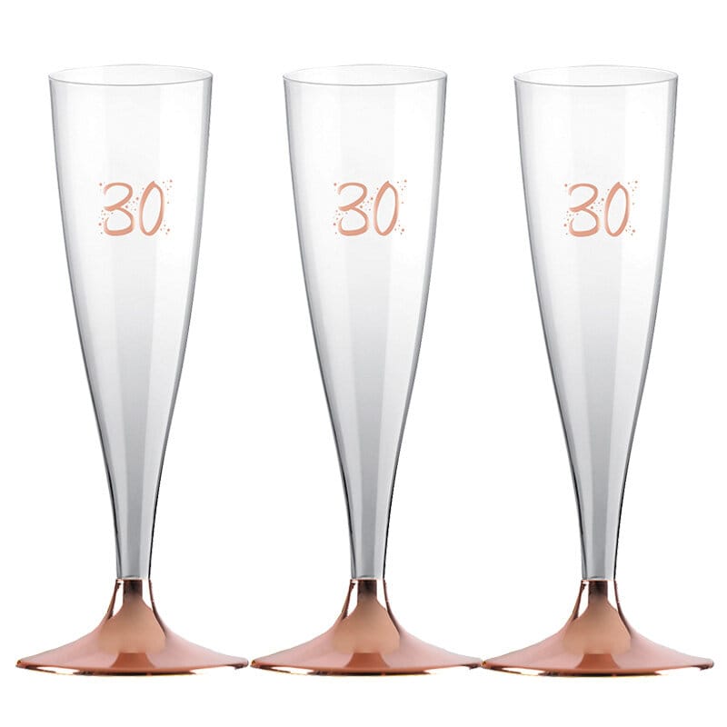 Champagneglass i Plast med Roségull 30 år 6 stk.
