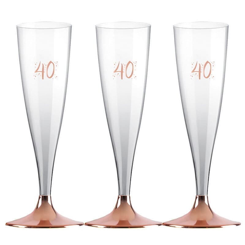 Champagneglass i Plast med Roségull 40 år 6 stk.