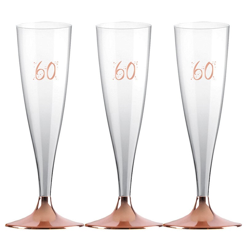 Champagneglass i Plast med Roségull 60 år 6 stk
