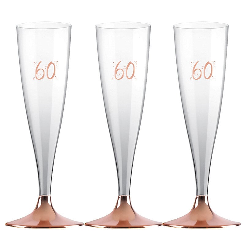 Champagneglass i Plast med Roségull 60 år 6 stk