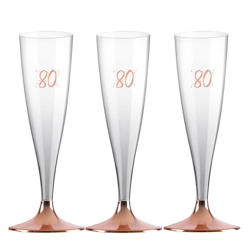 Champagneglass i Plast med Roségull 80 år 6 stk.