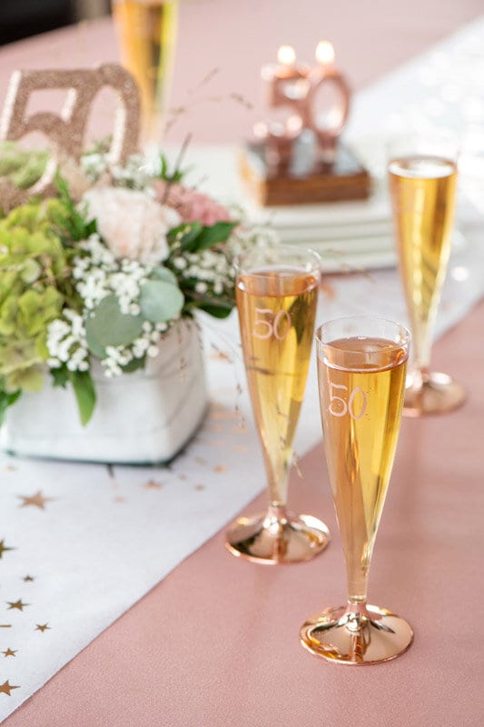 Champagneglass i Plast med Roségull 80 år 6 stk.