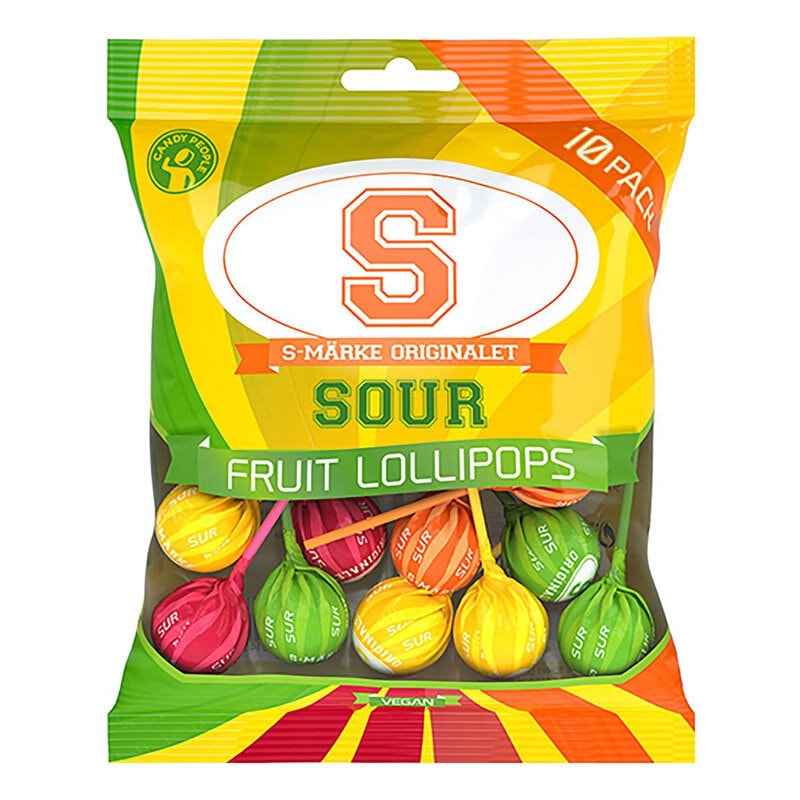 S-merke Frukt-lollipops 10 stk.
