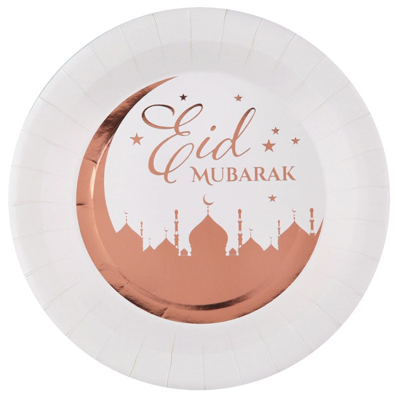 Eid Mubarak - Tallerkener rosegull 10 stk.