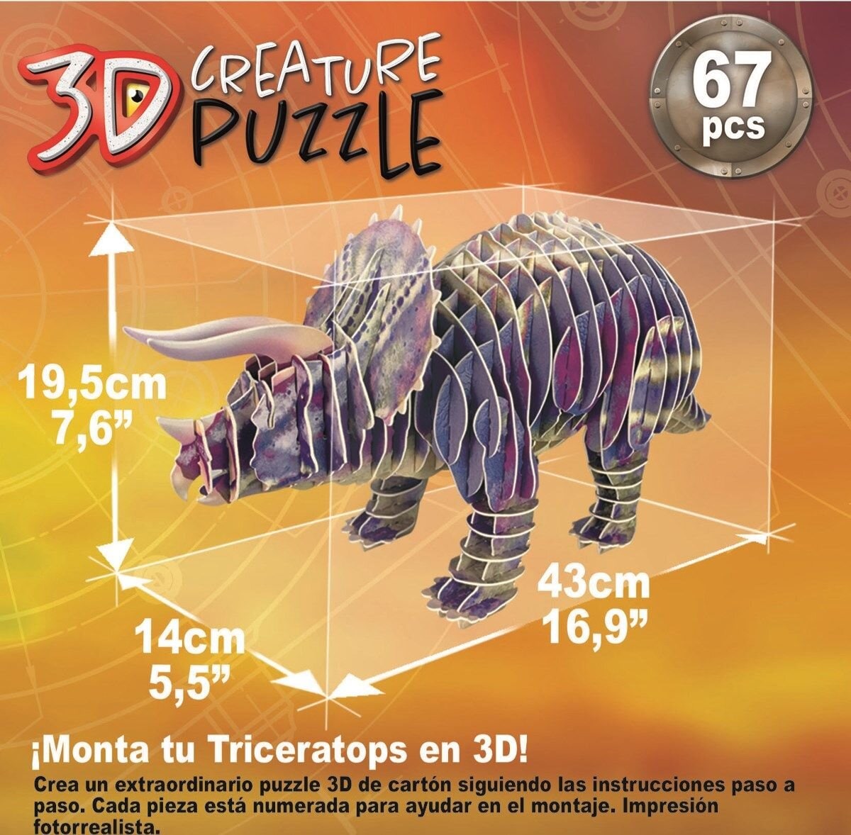 Educa 3D-puslespill - Triceratops 67 brikker