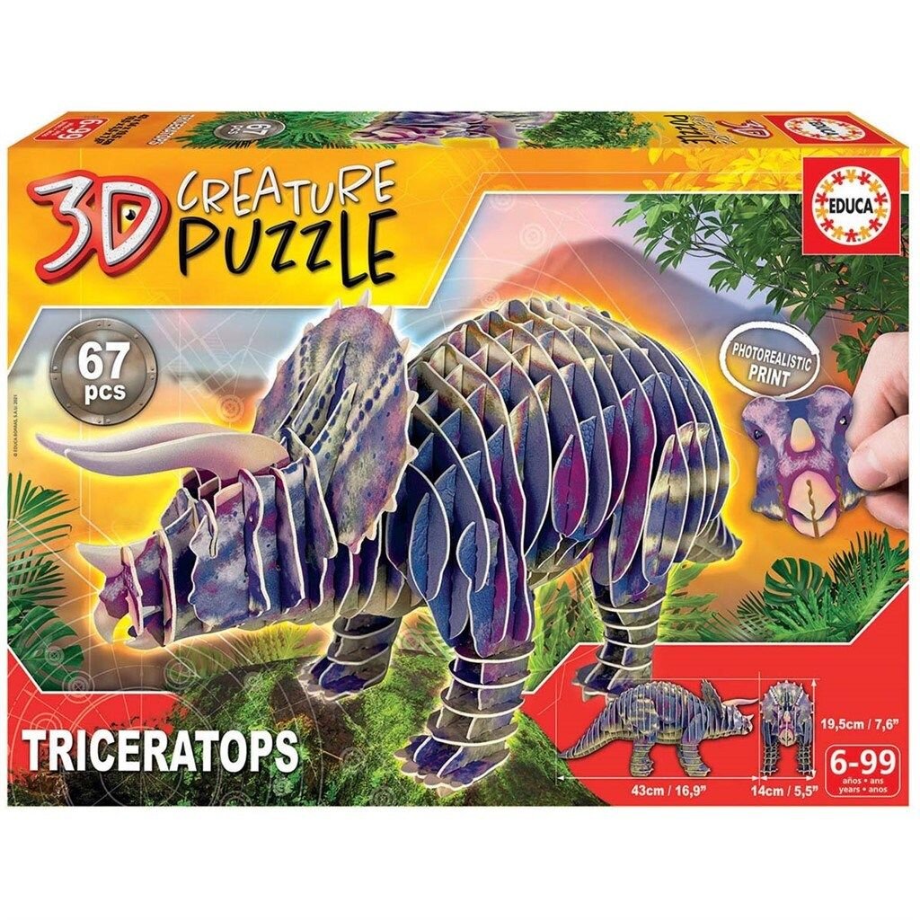 Educa 3D-puslespill - Triceratops 67 brikker