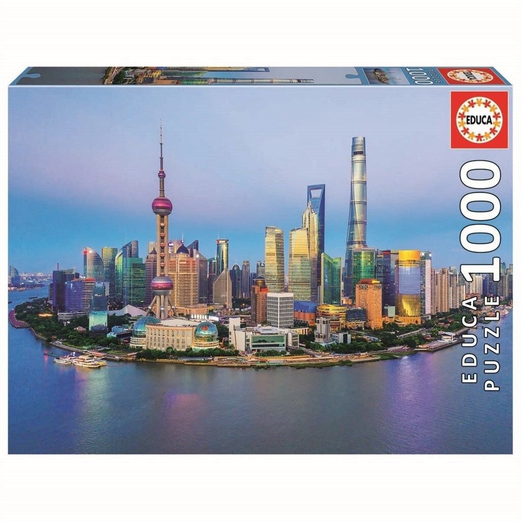 Educa Puslespill - Shanghai Skyline at sunset 1000 brikker