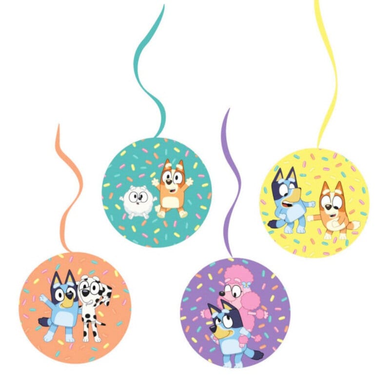 Bluey Hengende Swirl Dekorasjoner 4 stk.