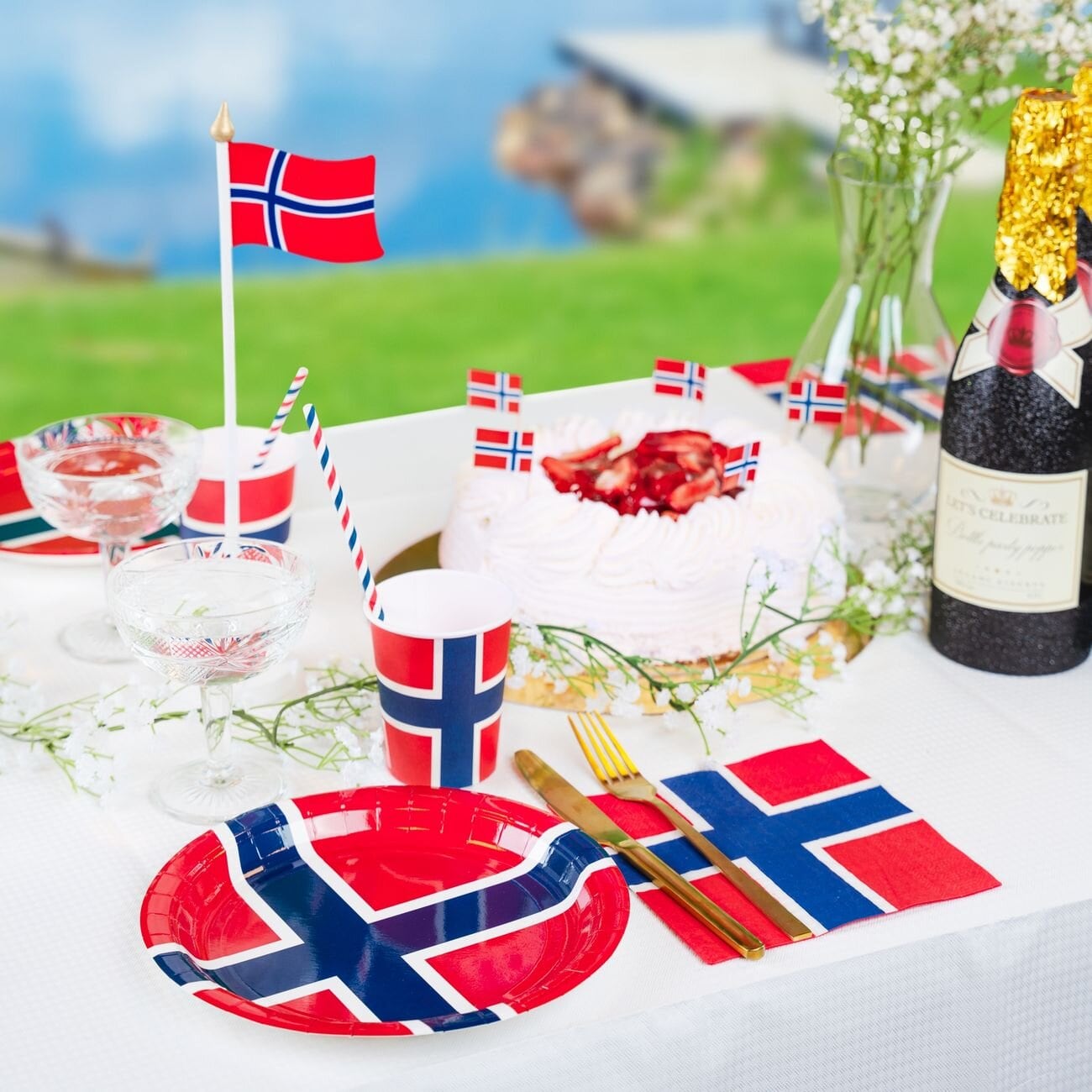 Tallerkener - Norsk Flagg 8 stk.