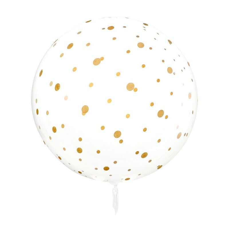 Rund gjennomsiktig ballong med gullprikker 60 cm
