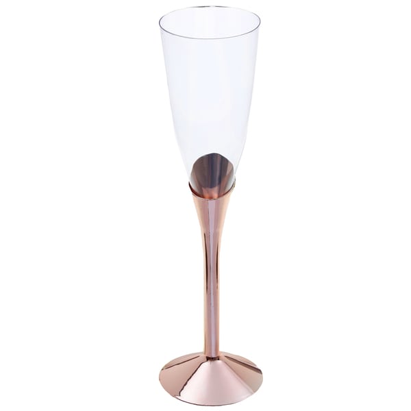 Plastchampagneglass med roségullfot 6 stk.