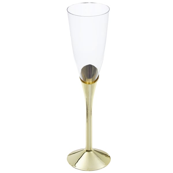 Plastchampagneglass med gullfot 6 stk.