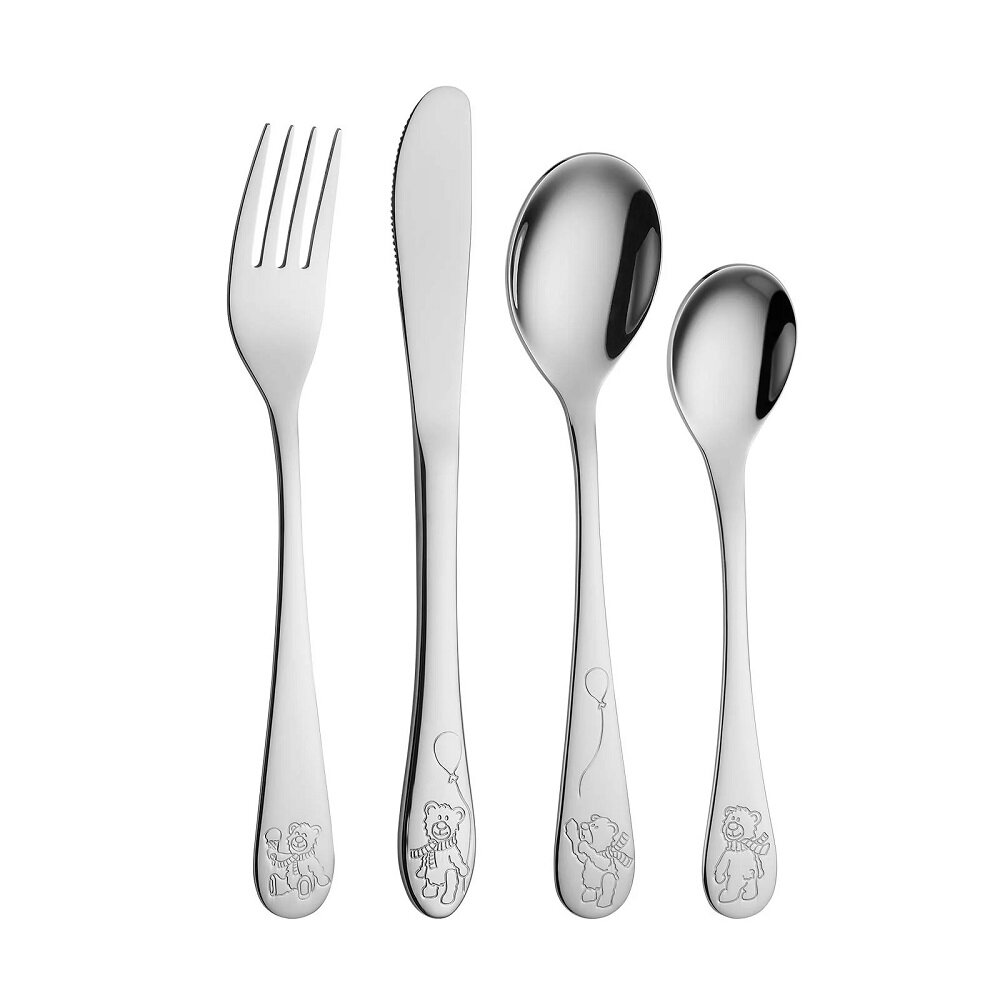 Dåpsgave Teddybjørn - Bestikksett med Kosedyr