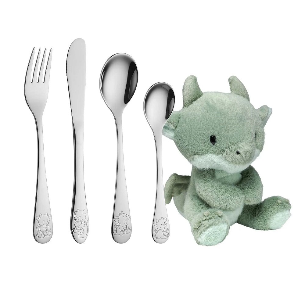 Dåpsgave Drage - Bestikksett med Kosedyr