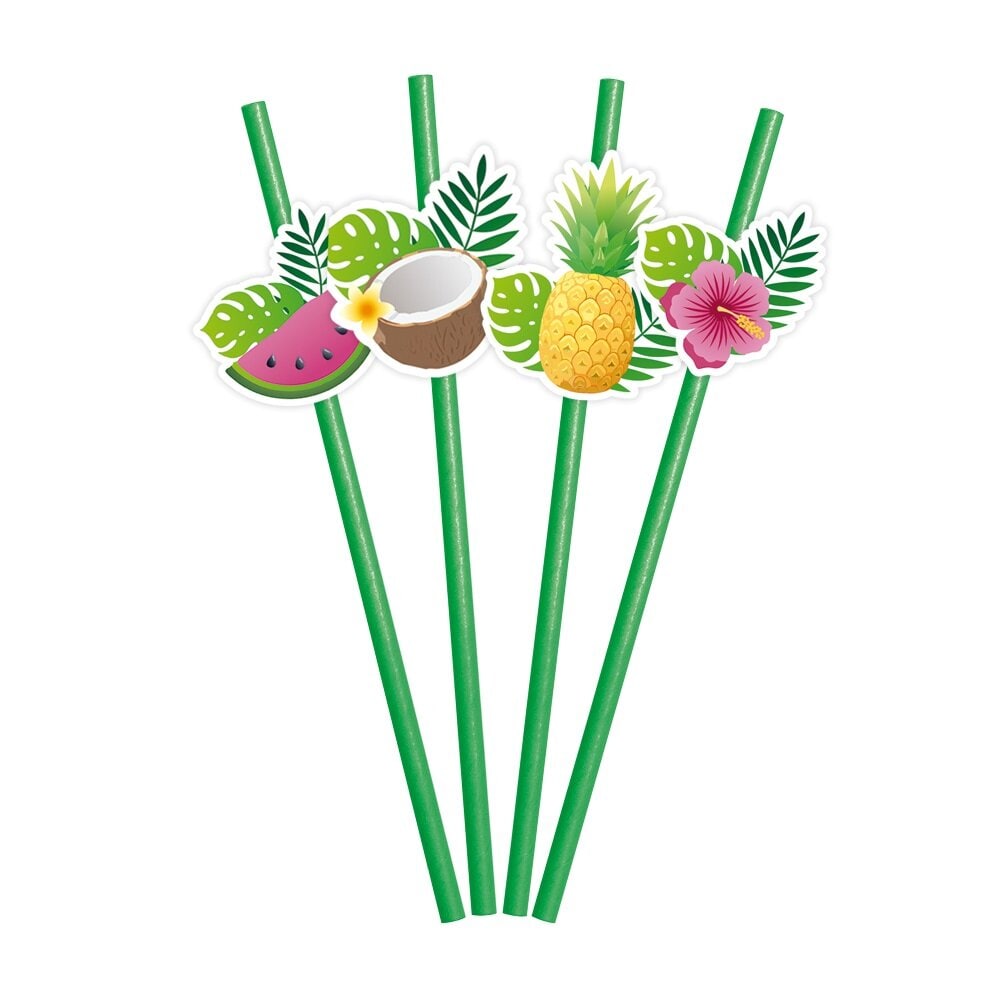 Pappsugerør Tropiske frukter 6 stk.