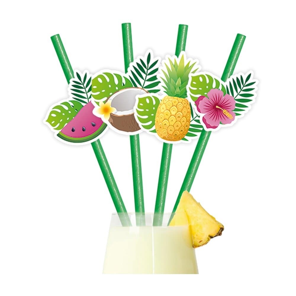 Pappsugerør Tropiske frukter 6 stk.
