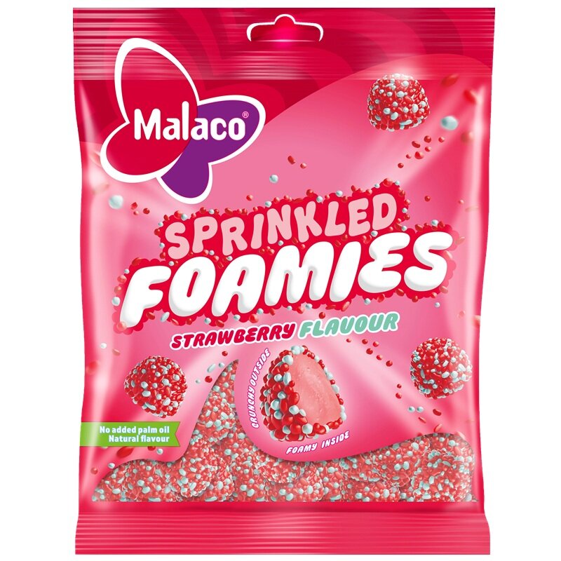 Malaco Sprinkled Foamies Strawberry 110 gram