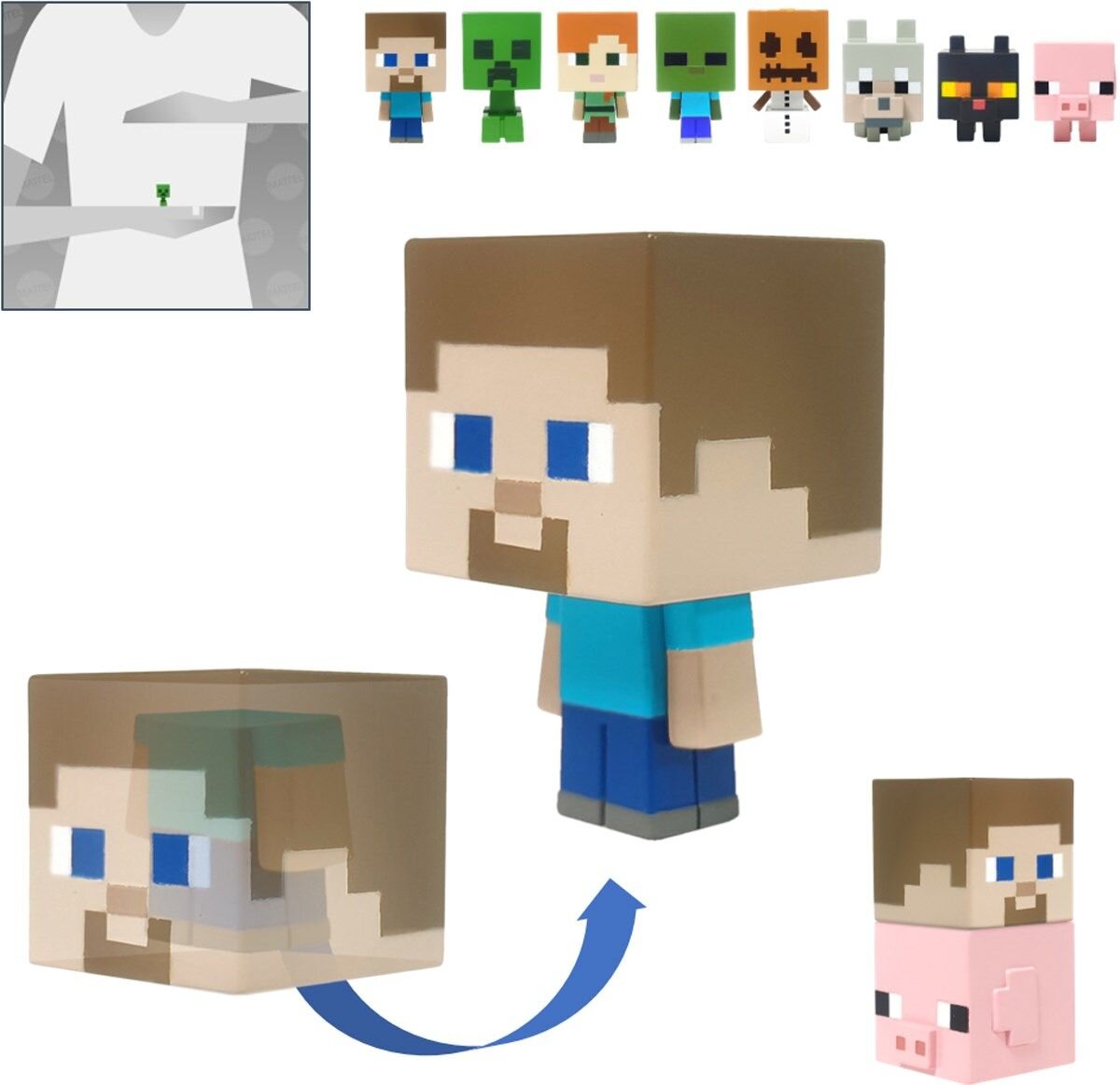 Minecraft - Mini Mob Heads figurer 5 cm usortert