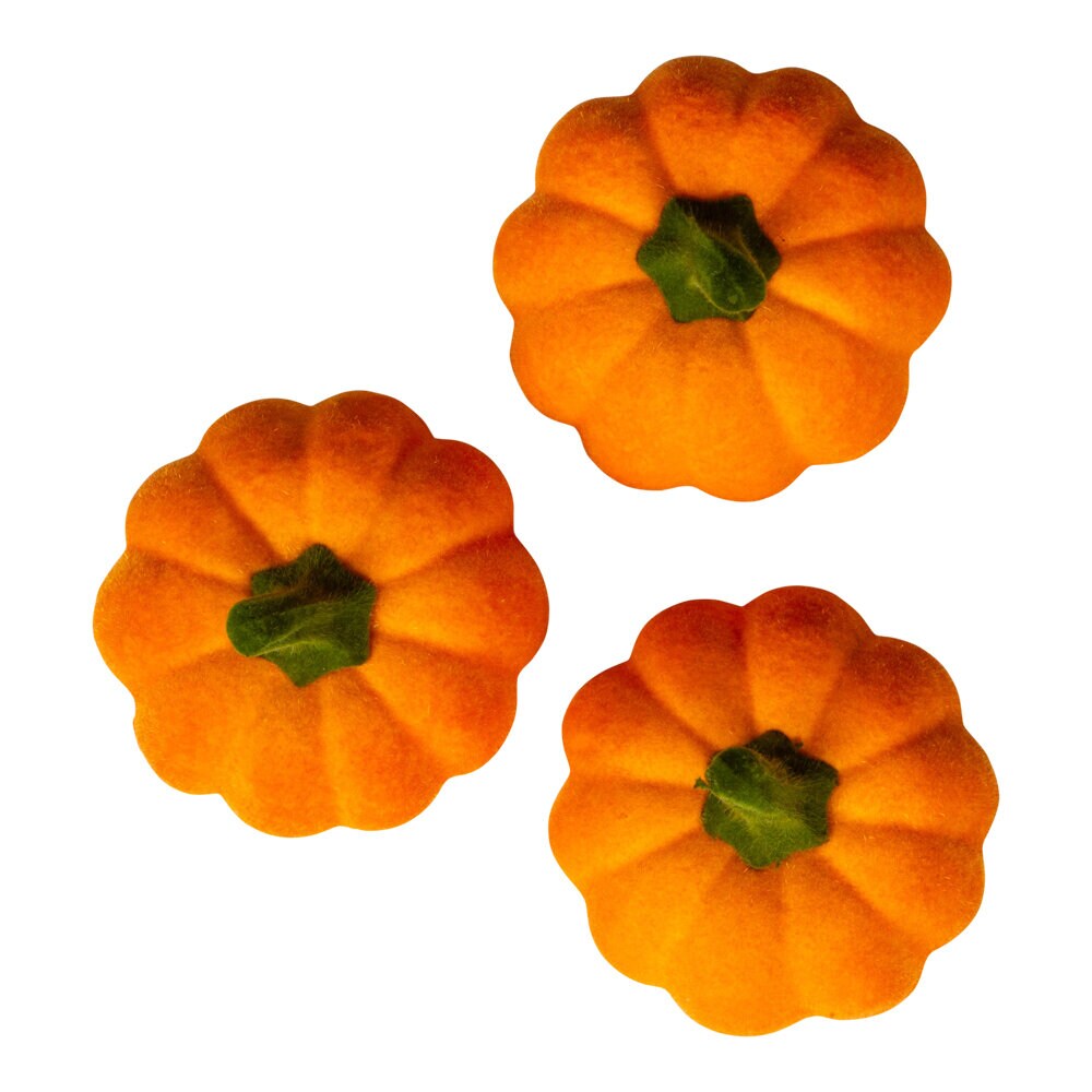 Dekorative gresskar med fløyelsmyk overflate 3 stk.