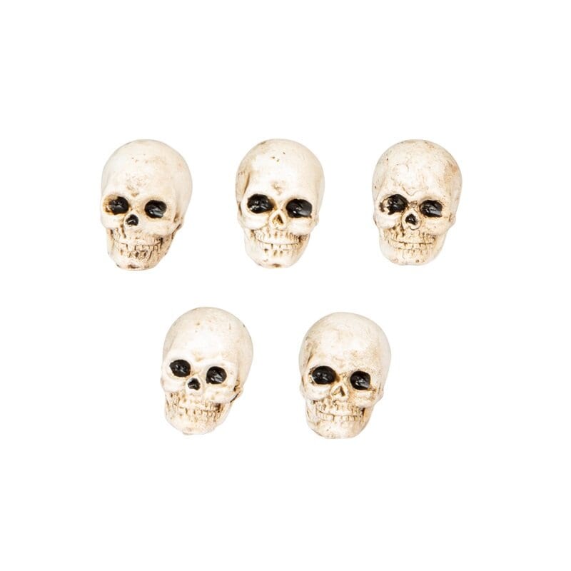 Halloweendekorasjon - Små hodeskaller 2,2 cm 5 stk.