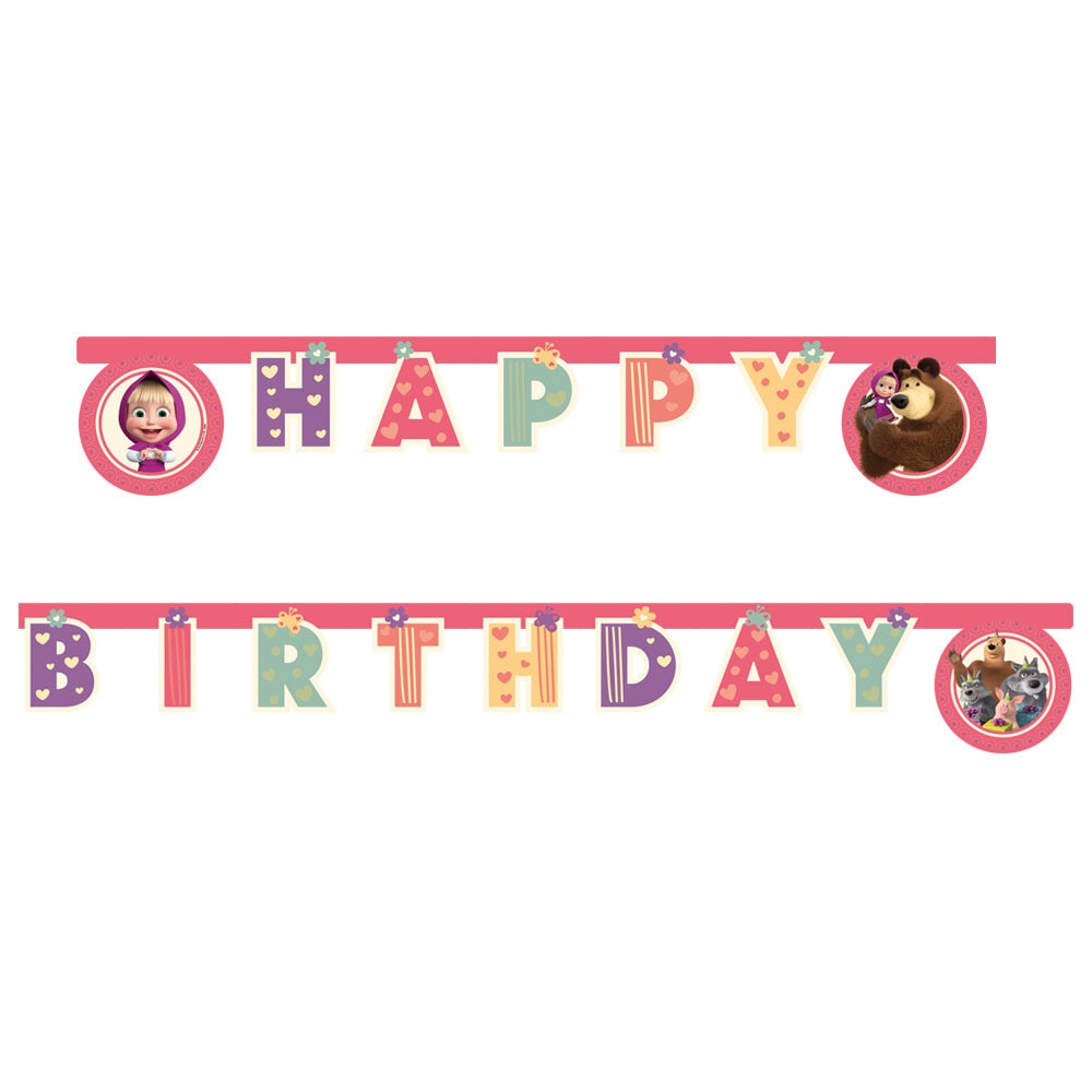 Masha og Mishka - Girlander Happy Birthday