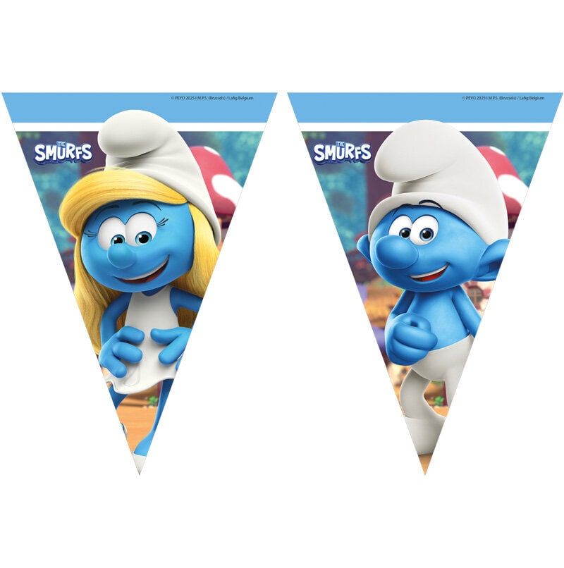 Smurfene Flaggirlander av papir 230 cm