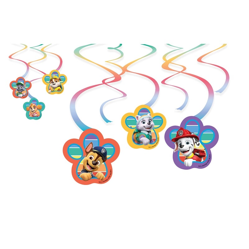 Paw Patrol Party - Hengende Swirl Dekorasjoner 6 stk.