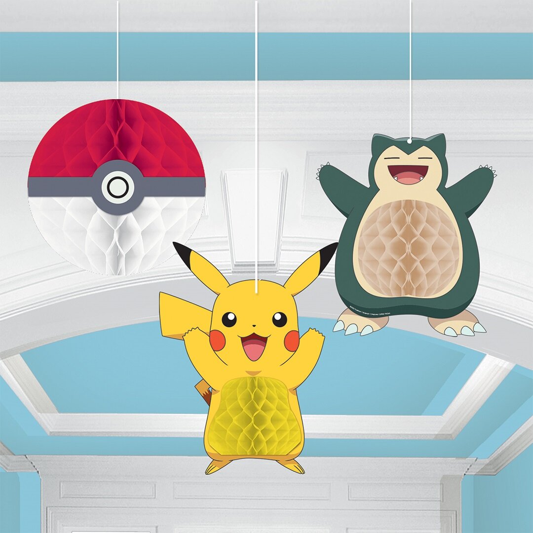 Pokémon - Hengende dekorasjoner i honeycomb 3 stk.