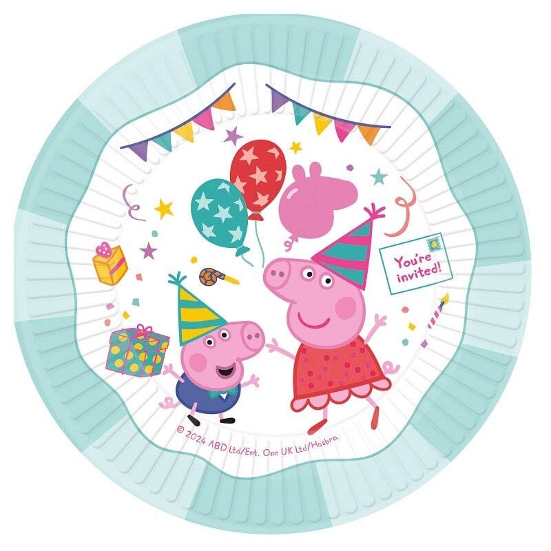 Peppa Gris Bursdag - Tallerkener 8 stk.