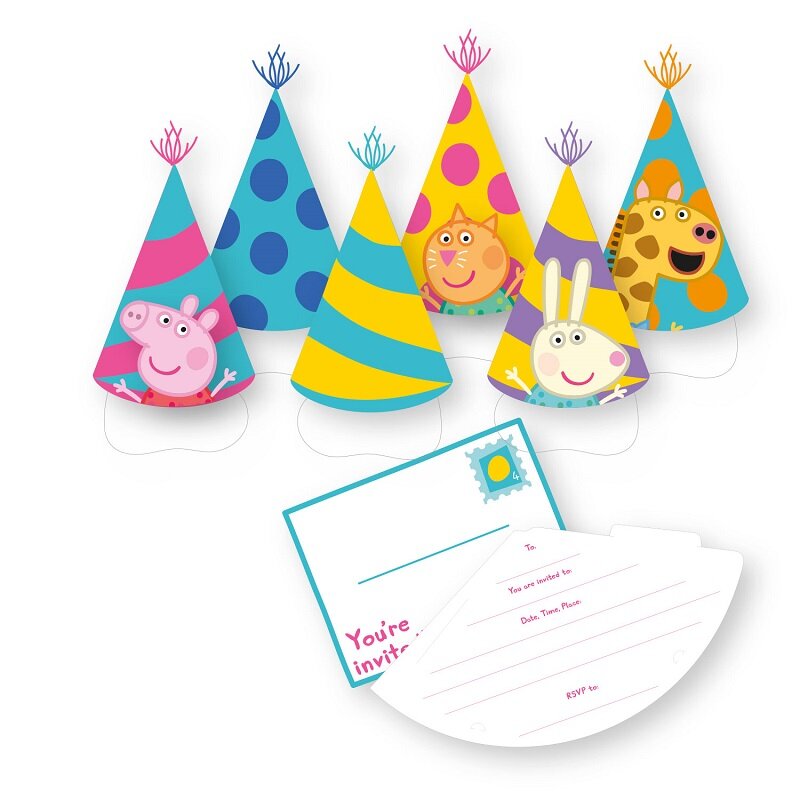 Peppa Gris Bursdag - Invitasjoner med konvolutter 6 stk.