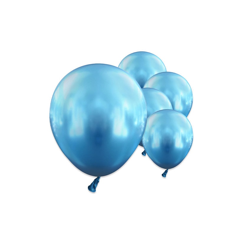 Premium Latexballonger Blå Chrome 13 cm 25 stk.