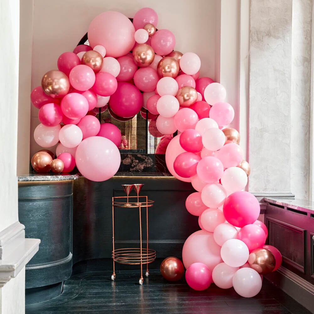 DIY Deluxe Ballongbue - Rosa og Rosegull