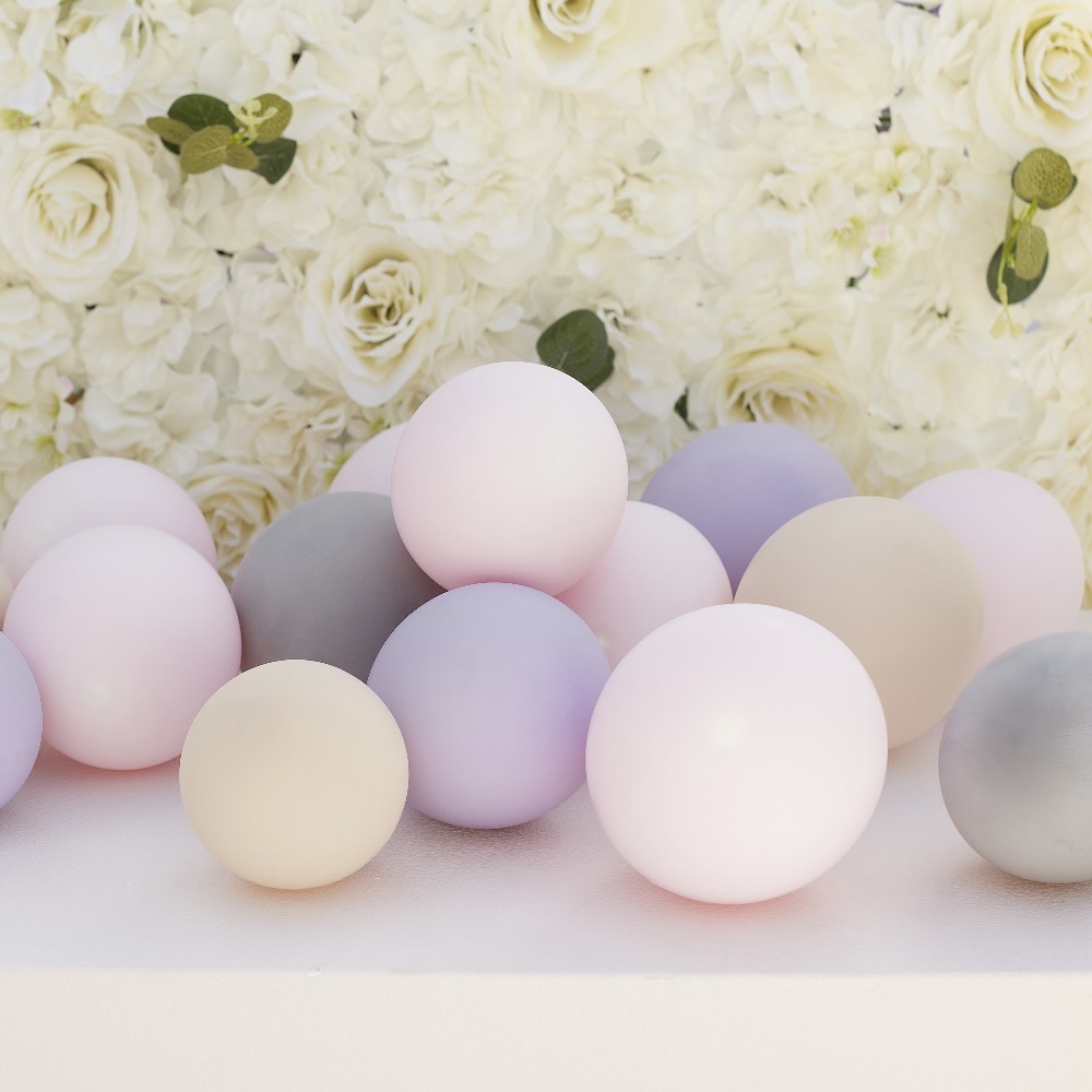 Ballongmiks - Lilla, rosa, beige og grå 12 cm 40 stk.