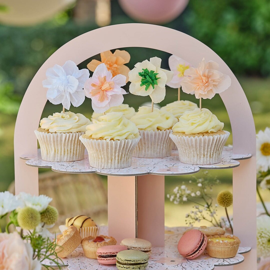 Pink Floral - Cake Toppers Blomster 12 stk.