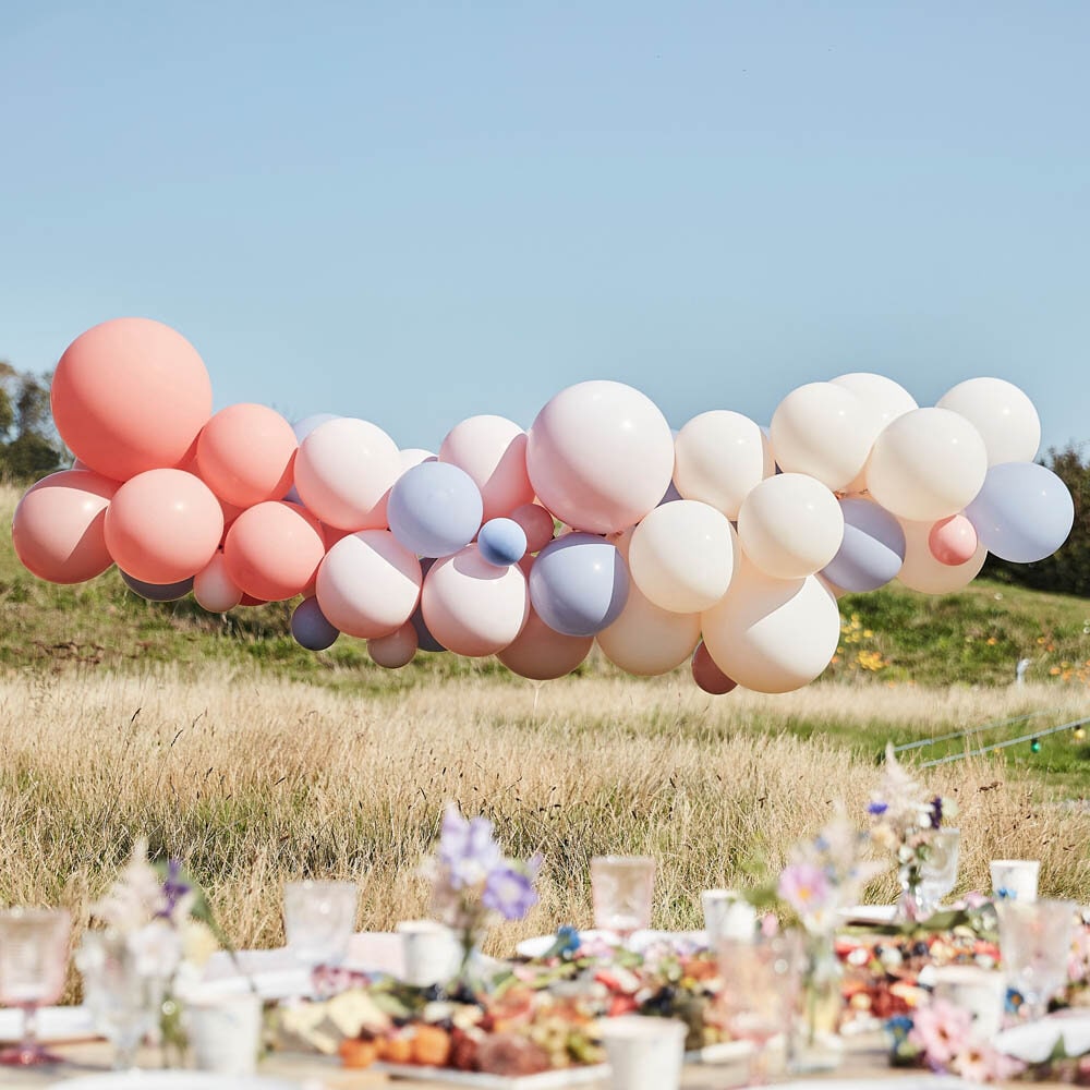 DIY Ballongbue- Pastellrosa, Fersken og Pastellblå