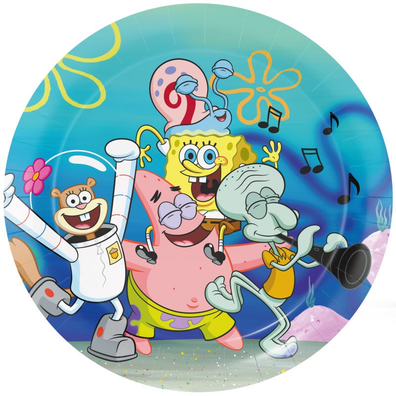 SvampeBob - Papptallerkener 23 cm, 8 stk.