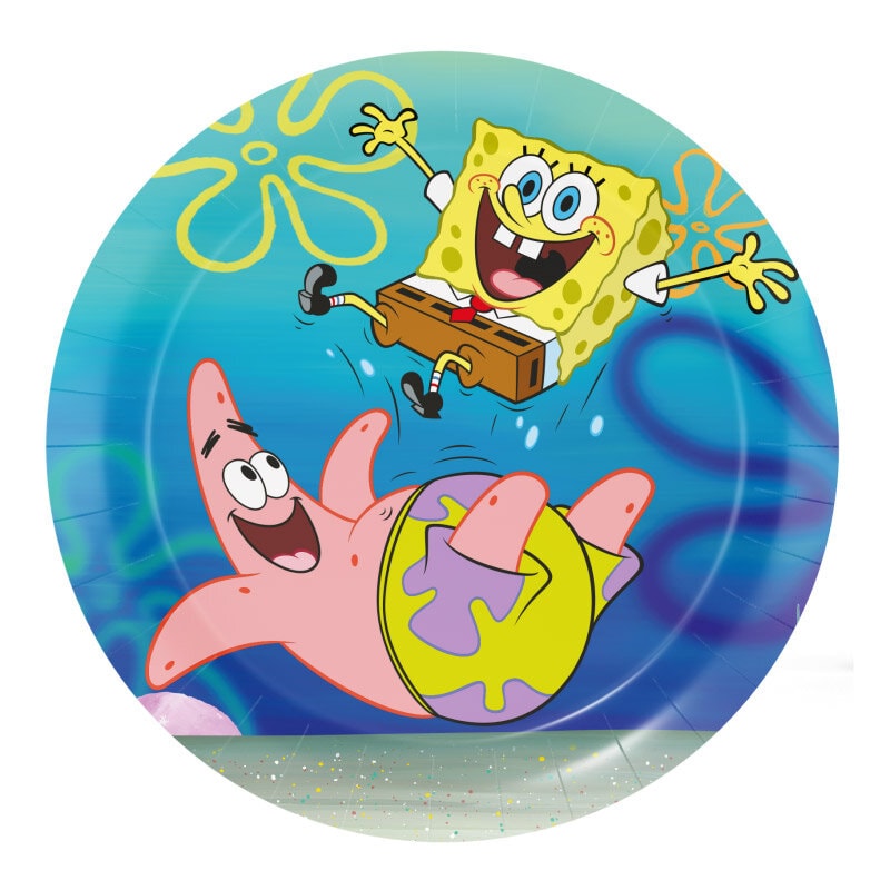 SvampeBob - Papptallerkener 18 cm, 8 stk.