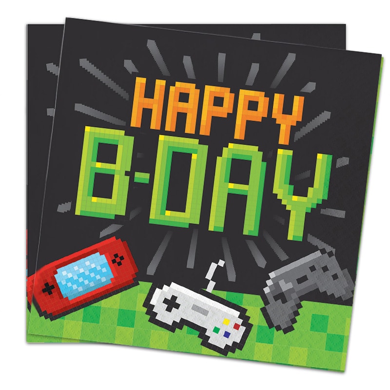 Gaming Party - Servietter Happy Birthday 16 stk.
