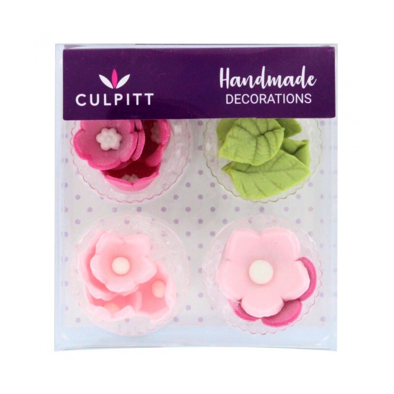 Culpitt - Sukkerdekorasjoner blomster og løv 16 stk.