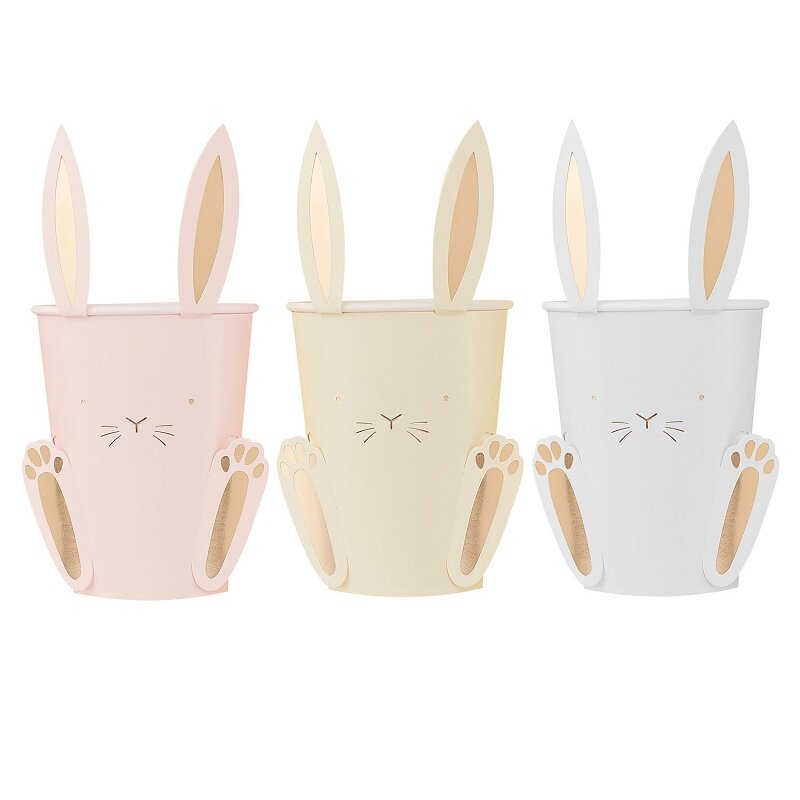 Pappkopper - Kaniner med 3D-ører 8 stk.