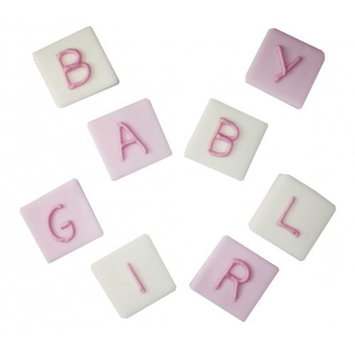 Sukkerdekorasjoner, Baby Girl Blocks 8 stk