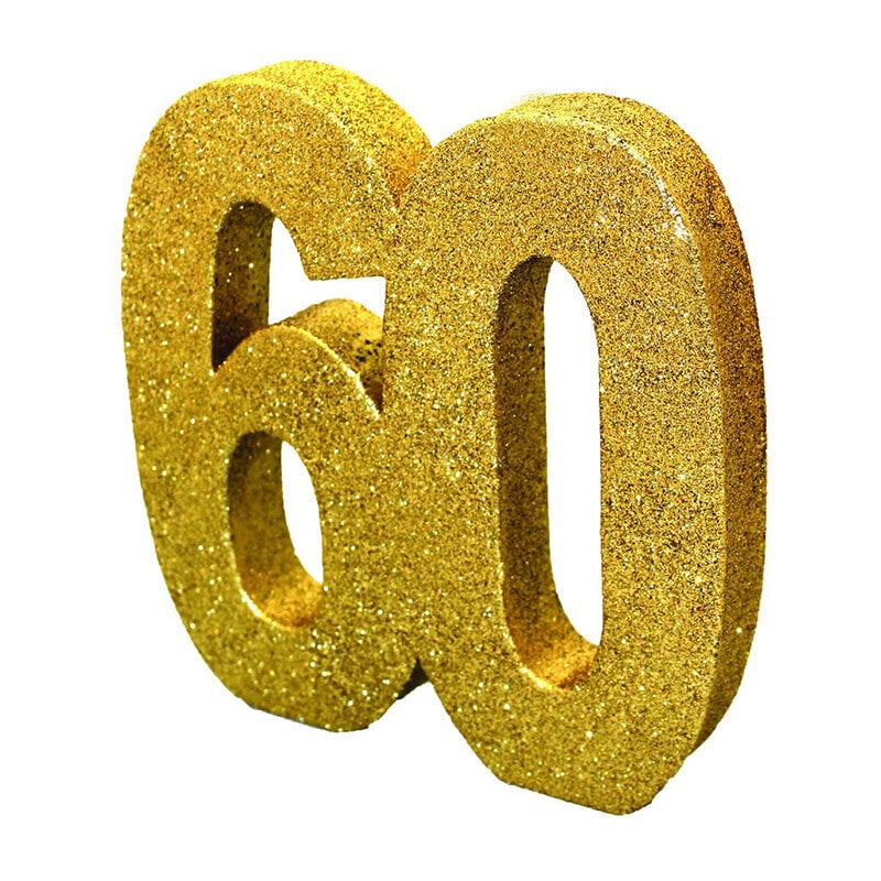 Borddekorasjon i gullglitter, 60 år