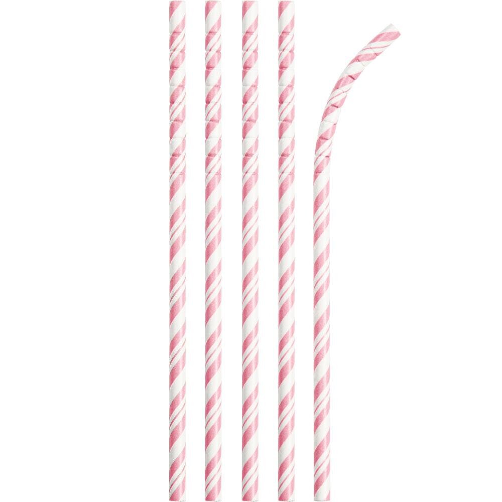 Sugerør Eco-Flex, rosa/hvit 24-pack