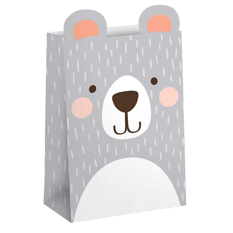 Birthday Bear - Formete godteposer i papir 8 stk