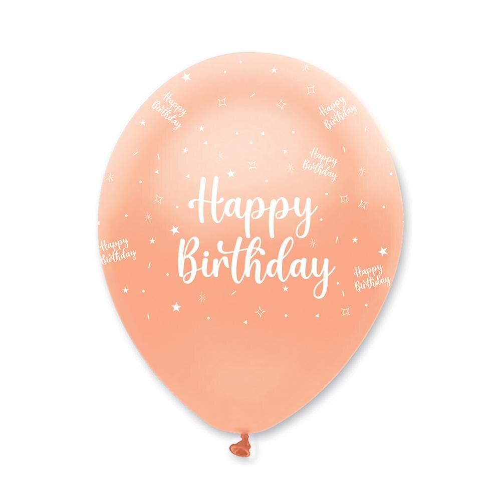 Ballonger Happy Birthday, Roségull 6-pk