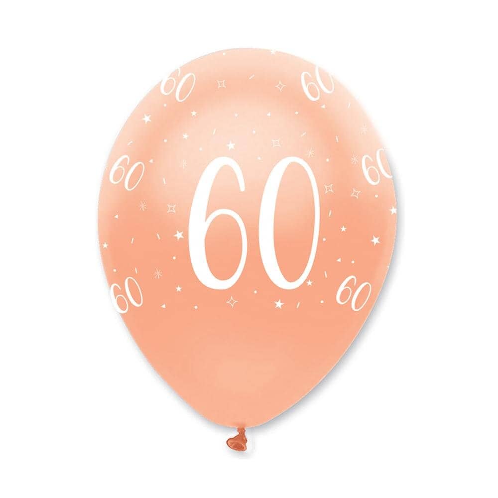 Ballonger Rosegull 60 år 6 stk.