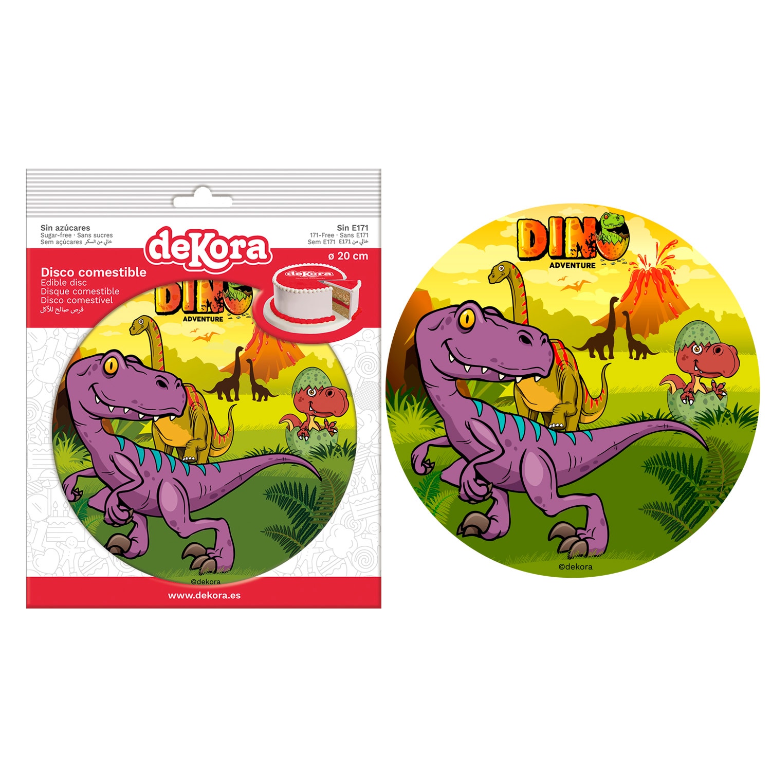 Kakebilde Dinosaur - Sukkerpapir 20 cm