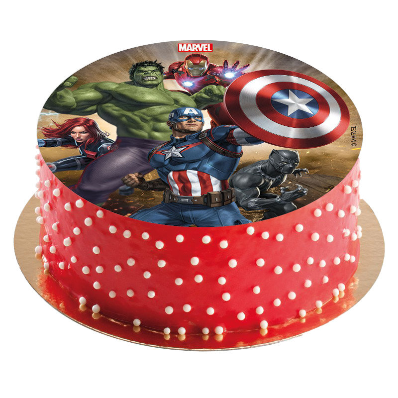 Kakebilde Avengers, Sukkerfri pasta 16 cm